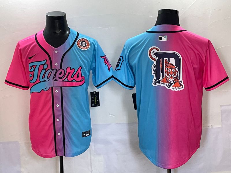Men 2025 Detroit Tigers Blank Blue pink Game Nike MLB Jersey style 05->detroit tigers->MLB Jersey